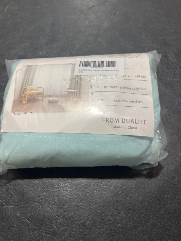 Photo 1 of DUALIFE 2 Pack Aqua Blue Table Runner 14 x 108 Inch, European Style Handcrafted Table Cloth Table Runners for Wedding Banquet Graduations Birthday Party Decoration