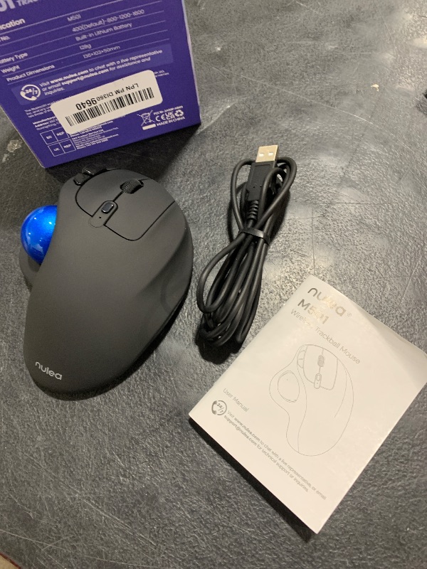 Photo 2 of Nulea M501 Wireless Red Trackball Mouse, Rechargeable Ergonomic, Easy Thumb Control, Precise & Smooth Tracking, 3 Device Connection (Bluetooth or USB Receiver), Compatible for PC, Laptop, Mac, Windows. RED TRACKBALL NOT BLUE