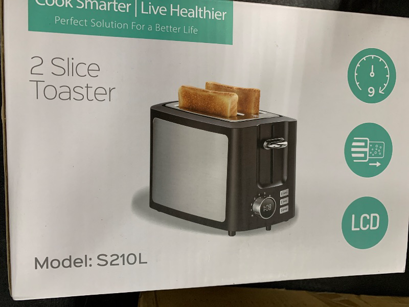 Photo 1 of Toaster 2 Slice Wide Slot Toaster Best Rated Prime Display Smart Toasters with LCD Digital Countdown Timer and Bagel/Defrost/Cancel/Reheat Function