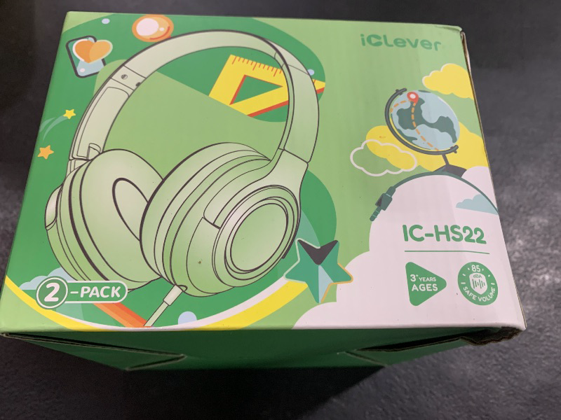 Photo 2 of [2 Pack] iClever Kids Headphones with Microphone - 94dB Safe Volume Limited- Wired Headphones for Kids Teens with Sharing Splitter