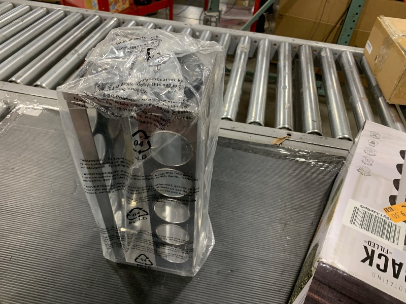 Photo 1 of Kamenstein 20 Jar Heritage Revolving Countertop Spice Rack Organizer with Spices Included, FREE Spice Refills for 5 years, Brushed Stainless Steel with Black Caps