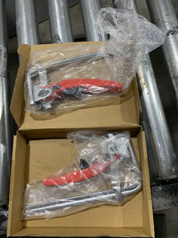 Photo 1 of QWORK Ratcheting Table Clamp, 2 Pack Quick Release Bar Clamp with 6-5/16" Capacity and 2-5/16" Throat Depth for Sanding, Cutting