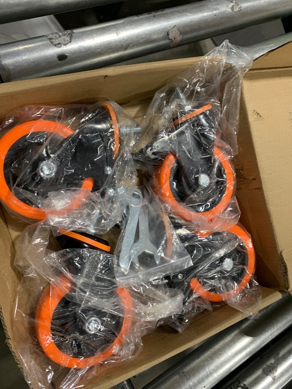 Photo 1 of 4 Inch Caster Wheels 2200Lbs, Threaded Stem Casters Set of 4 Heavy Duty, 1/2"-13 x 1 (Screw Diameter 1/2", Stem Length 1"), Safety Dual Locking Industrial Castors, Wheels for Cart, Furniture