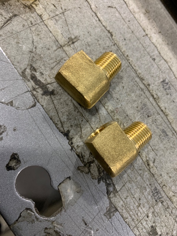Photo 1 of 1/8" NPT Male and Female 90 Degree Brass Pipe Elbow Fitting, Forged Solid Brass 90 Degree Hose Fitting Adapter with 1/8" Female x 1/8" Male (2-Pack)