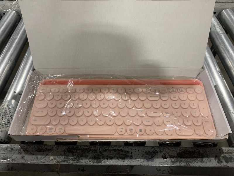 Photo 1 of seenda Cute Wireless Bluetooth Keyboard, Bluetooth + 2.4G Round Key Typewriter Keyboard with Number Pad, Phone Tablet Holder for iPad, Andriod Phone, MacBook/Windows Computer Desktop, Sakura Pink