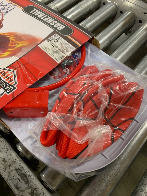 Photo 1 of Mini Red Basketball Hoop Set, Over The Door Hoop Set with 3 Mini Red Replacement Rubber Basketballs for Kids Adults Home Office Dorm Door & Wall, ABS Backboard Metal Rim Goal Sport Party Activity