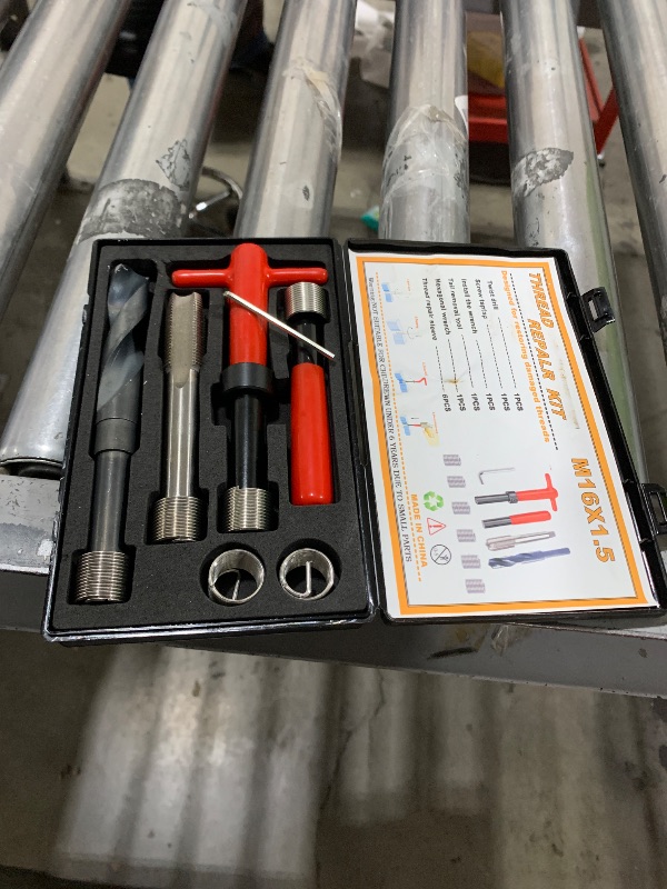 Photo 1 of 11Pcs Thread Repair Kit,M16x1.5 Length 1.5D Stainless Steel Twisted Drill Tap Wrench Threaded Insert Tool,Metric-Imperial Units Conversion Helicoil Repair Kit