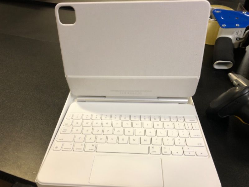 Photo 4 of **MINOR DAMAGE SHOWN IN PICTURE** Apple Magic Keyboard: iPad Keyboard case for iPad Pro 11-inch (1st, 2nd, 3rd, 4th gen) and iPad Air (4th, 5th gen, and M2), Great Typing Experience, Built-in trackpad, US English - White