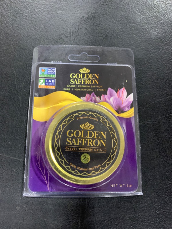 Photo 2 of Golden Saffron, Finest Pure Premium All Red Saffron Threads, Grade A+ Super Negin Non-GMO Verified. For Tea, Paella, Rice, Desserts, Golden Milk and Risotto (2 Grams)