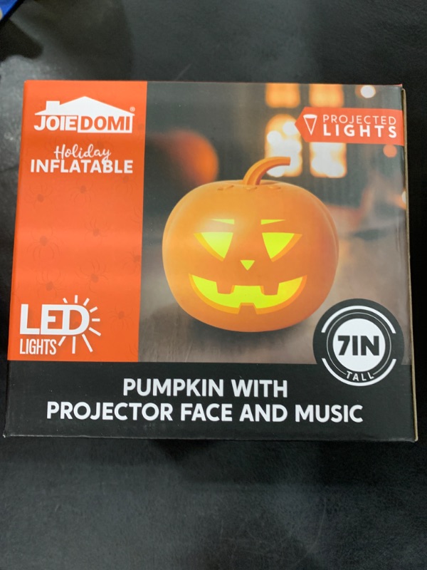 Photo 2 of JOIEDOMI 7" Halloween Decorations Indoor Halloween Lights Animated PVC Pumpkins Halloween Projector with Music and Face Expression, Outdoor Halloween Decor for Yard, Garden and Lawn