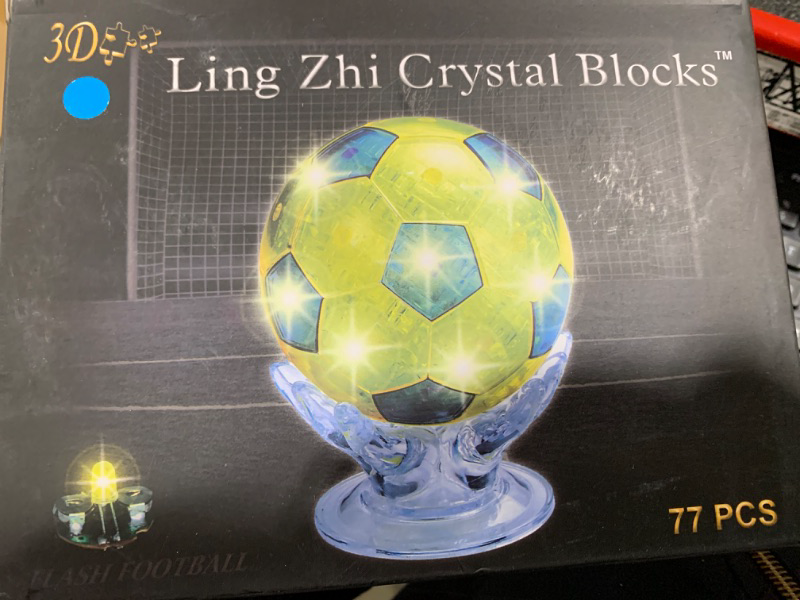 Photo 2 of 3D Crystal Puzzle, Football Soccer 3D Puzzles for Adults with LED and Gift Boxes for Great Christmas Birthday Wedding New Year Gifts