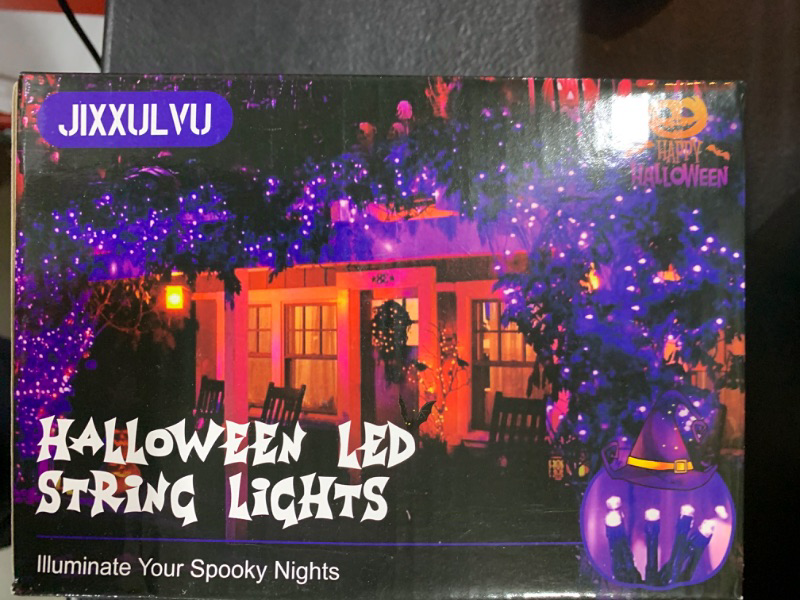 Photo 2 of JIXXULVU 125 FT 380 LED Purple Halloween Lights, Waterproof Outdoor String Lights Black Wire with 8 Modes, Timer & Memory, Plug-in Halloween String Lights for Indoor Windows Yard Tree Decorations