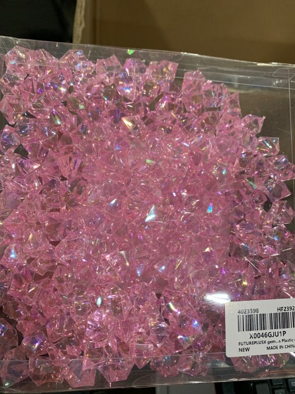 Photo 2 of FUTUREPLUSX 180PCS Bright Pink Vase Fillers, Acrylic Fake Crushed Ice Rocks Fish Tank Vase Centerpiece Party Table Scatter Props Display