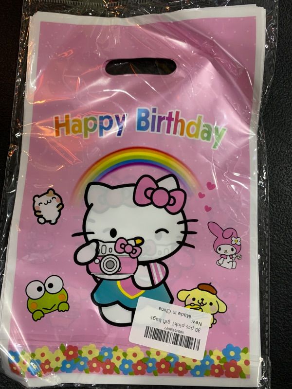 Photo 2 of DXRZYS Gift Bags, 30 Pcs Birthday Party Supplies, Hallo Cat-Theme Candy Bag Treat Bags, Pink2