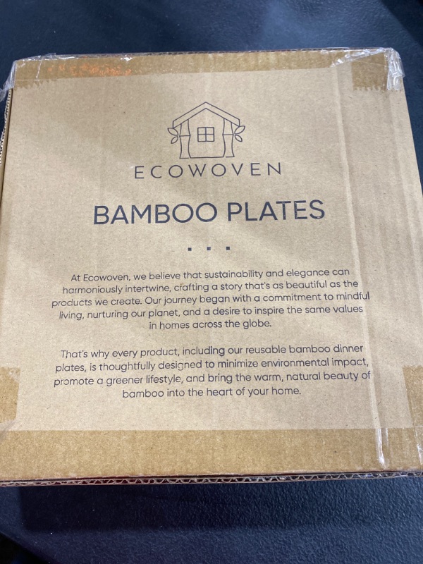 Photo 2 of Ecowoven Bamboo Wood Plates - Sturdy Serving Platters and Trays, Robust Wood Chargers for Dinner Plates, Versatile Wooden Plates Set for Sustainable Dining (9-Inch, 4 Pack)