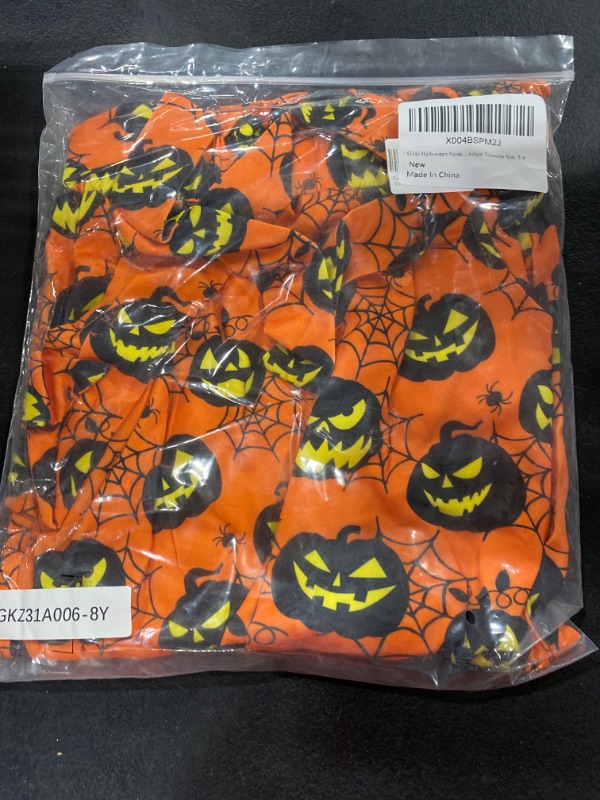 Photo 2 of LIFAky Girls Halloween Pants Wide Leg Pants Halloween Pumpkin Print Lounge Trousers Size 7-8