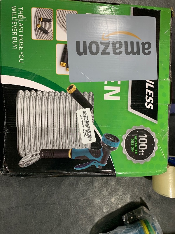 Photo 2 of Advinski Garden Hose 100FT, Water Hose with 10 Function Nozzle, Garden Hose Metal with Leak-proof Connectors, No-Kink, Lightweight, Puncture-proof, Pet-proof, Sturdy, 550PSI, Hose for Outdoor, Yard