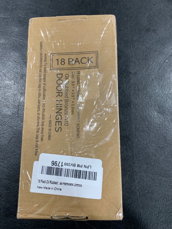 Photo 2 of 18 Pack Oil Rubbed Bronze Door Hinges 3.5" x 3.5 Inch Black 3 1/2 Inch Interior Door Hinges Rounded 5/8" Radius Corner 3 ½"x 3 ½" Iron Residential Bedroom Brushed Bronze Door Hinges Hardware Controls