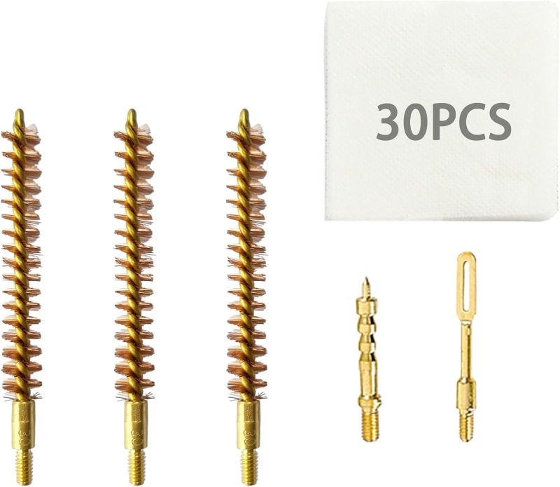 Photo 1 of .22 Cal,.30 Cal, .357Cal All Brass Bore Brushes, Brass Jag, Brass Patch Holder, 3'' Cleaning Patches 30 Pcs
