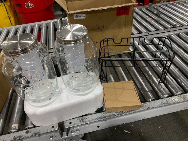 Photo 1 of 1 Gallon Glass Drink Dispensers For Parties 2PACK.Beverage Dispenser,Glass Drink Dispenser With Stand And Stainless Steel Spigot 100% Leakproof.Lemonade Dispenser With Ice Cylinder.Laundry Detergent