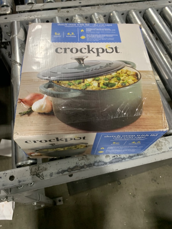 Photo 4 of Crock Pot Artisan 5 Quart Enameled Cast Iron Round Dutch Oven