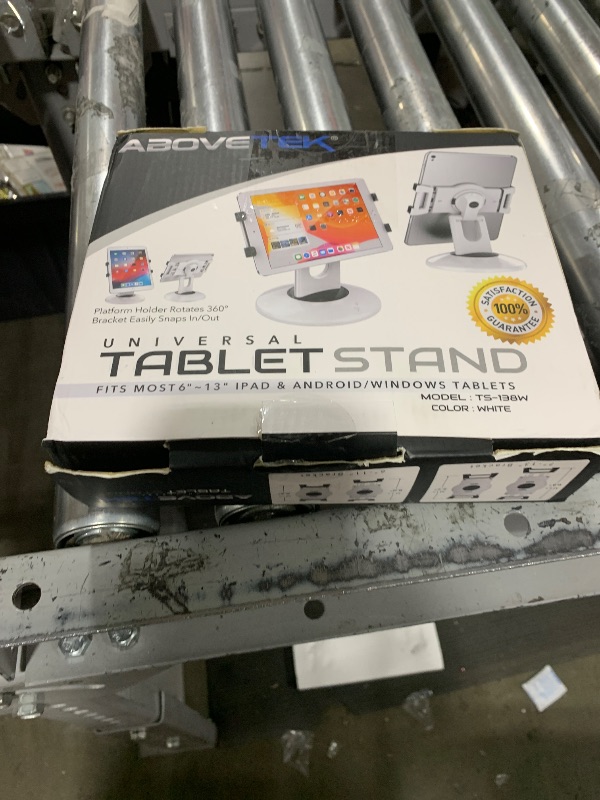 Photo 1 of AboveTEK Retail Kiosk iPad Stand, 360° Rotating Commercial Tablet Stand, 6-13.5" iPad Mini Pro Business Tablet Holder, Swivel Design for Store POS Office Showcase Reception Kitchen Desktop (White)