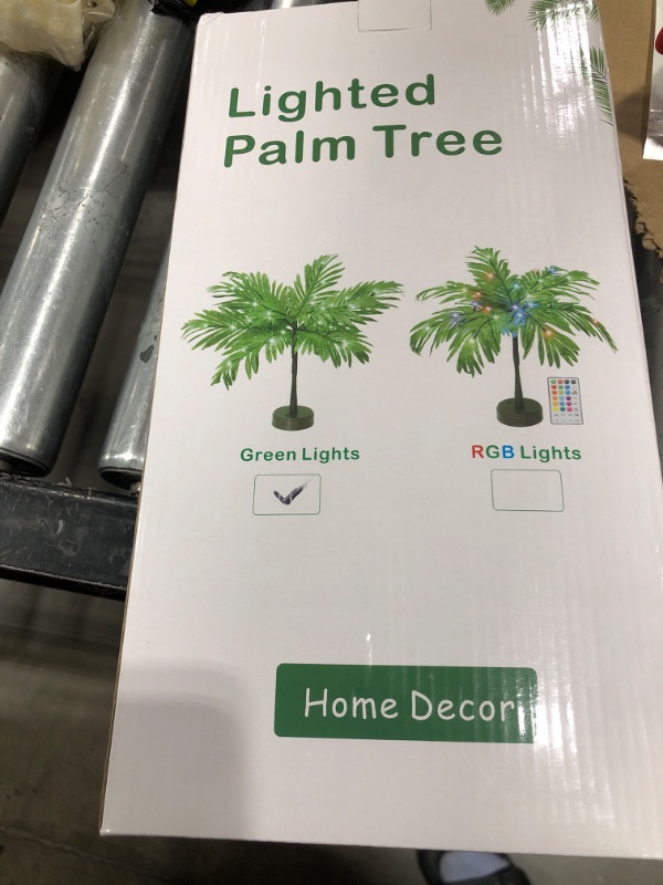 Photo 1 of 23 In Lighted Palm Tree Table Decor, Tropical Artificial Palm Tree Lights Branches Battery USB Powered, LED Mini Light Up Palm Tree Decor Table Centerpiece for Luau Summer Hawaiian Party Tiki Bar Home