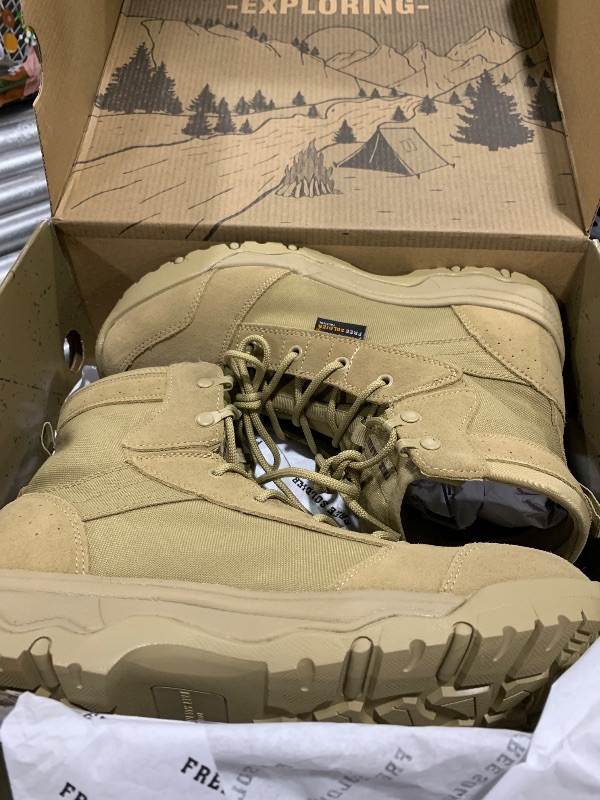 Photo 2 of FREE SOLDIER Men's Tactical Hiking Boots Lightweight Comfortable Work Boots Combat Boots 6 Inches(Tan 10.5)