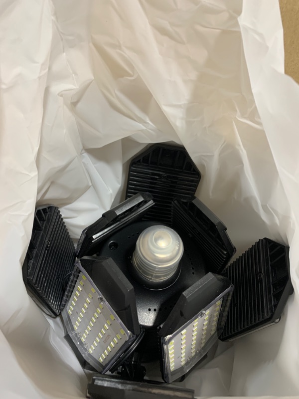 Photo 1 of POLARPRA LED Garage Light - 2Pack Bright 50000LM Garage Lights Ceiling Led w/ 8 Deformable Panels 6500K Led Light Bulb Srew in E26/E27 Socket with Adjustable Center Spotlight for Barn Workshop Attic