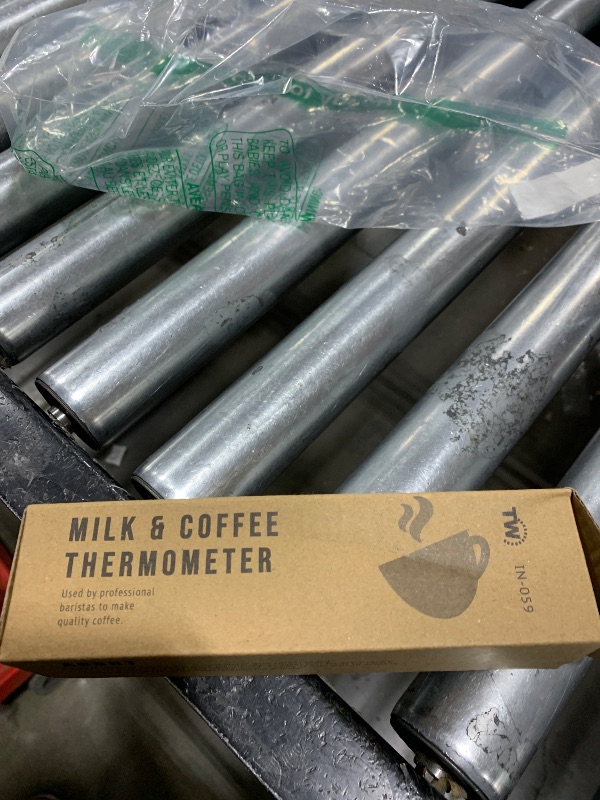 Photo 1 of Stainless Steel Milk Frothing Pitcher With Thermometer for Steaming Milk - Ideal Milk Thermometer and 20oz Milk Jug for Making Barista Style Coffee Barista Pitcher Tools and Equipment