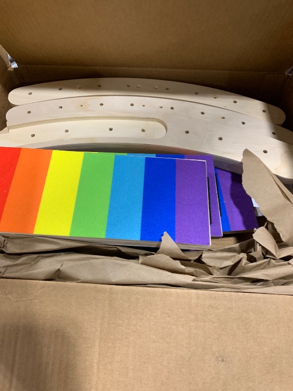 Photo 1 of Balance Board Kids, Rainbow Toddler Wobble Board Finger Protect Wood Rocker Board Open Ended Montessori Learning Toy, Gifts for 3-12 Year Old Boys Girls Kids Birthday & Christmas Stocking Stuffers