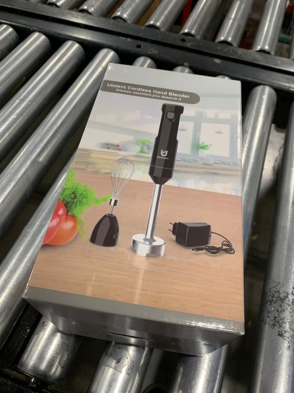 Photo 1 of Cordless Hand Blender, UTALENT Variable Speed Immersion Blender handheld Rechargeable, with Fast Charger, Egg Whisk, for Smoothies, Milkshakes, Hummus and Soups – Black