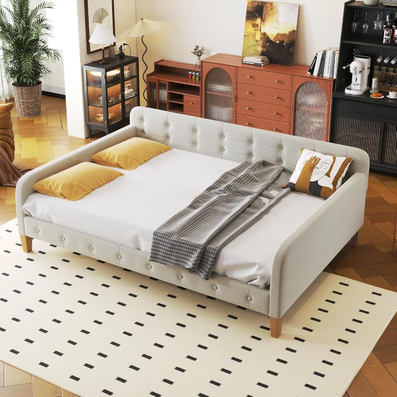 Photo 1 of BOX 2 OF 2 HomSof Full Size Upholstered Daybed with 4 Support Legs,White
