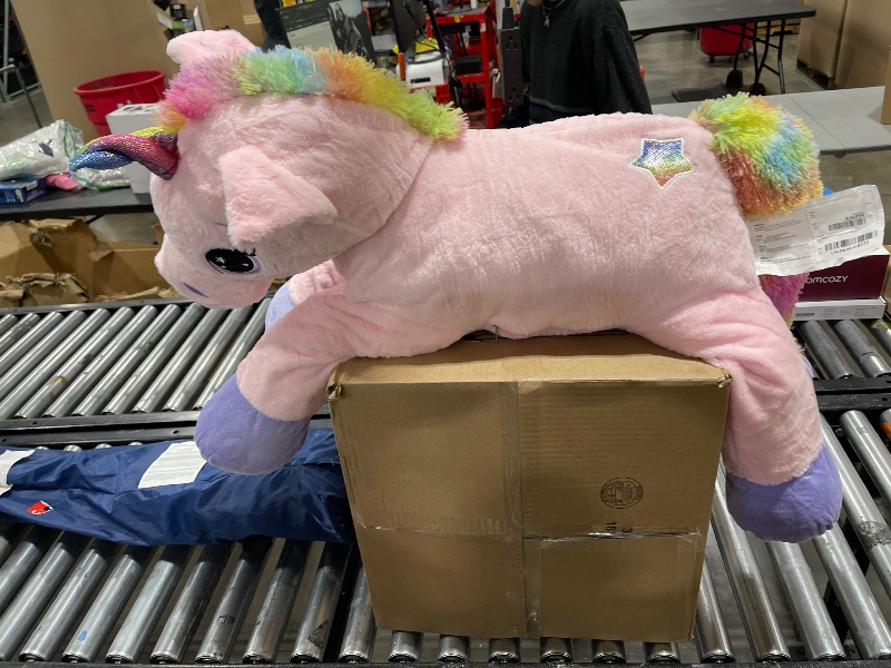 Photo 2 of Tezituor 43in Giant Unicorn Plush Toys,Big Pink Unicorn Stuffed Animals,Lovely Unicorn Birthday Decorations for Children,Great Unicorns Gifts for Girls