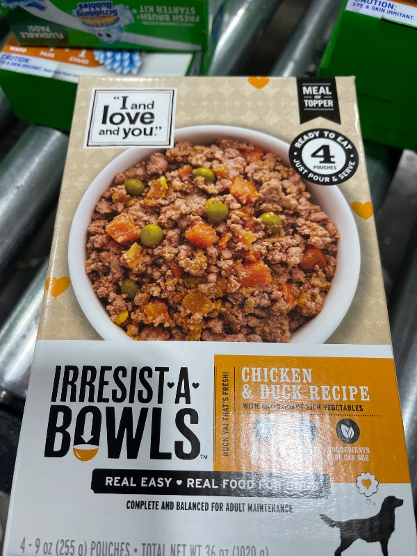 Photo 2 of I and love and you Irresist-a-Bowls Freeze Dried Dog Food - Chicken + Beef - Prebiotics, Grain Free, Filler Free, Meal Enchancer, 9oz Pouch, 4pk