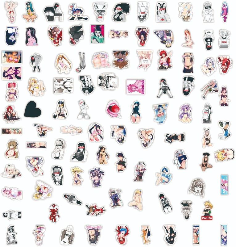 Photo 1 of 100pc/bag Sexy Girl Waifu Stickers Vinyl Stickers Waterproof Stickers Decal Decorate Laptop Garage Door Fridge Water Bottle Guitar Car Scrapbook Skateboard Suitcase Motorcycle Snowboard- pack of 2 
