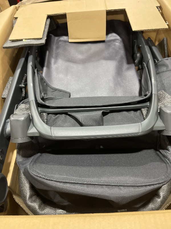 Photo 4 of UPPAbaby Vista V2 Stroller / Convertible Single-To-Double System / Bassinet, Toddler Seat, Bug Shield, Rain Shield, and Storage Bag Included / Jake (Charcoal/Carbon Frame/Black Leather)