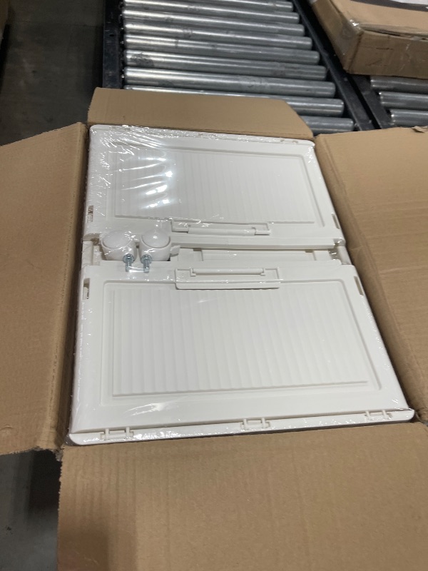 Photo 1 of 4 Tier Stackable Storage Bins with Lids, 28Qt Plastic Storage Containers with Magnetic Doors & Wheels, Collapsible Storage Bins Closet Organizers, Foldable Organization for Home, Party, Office, Dorm