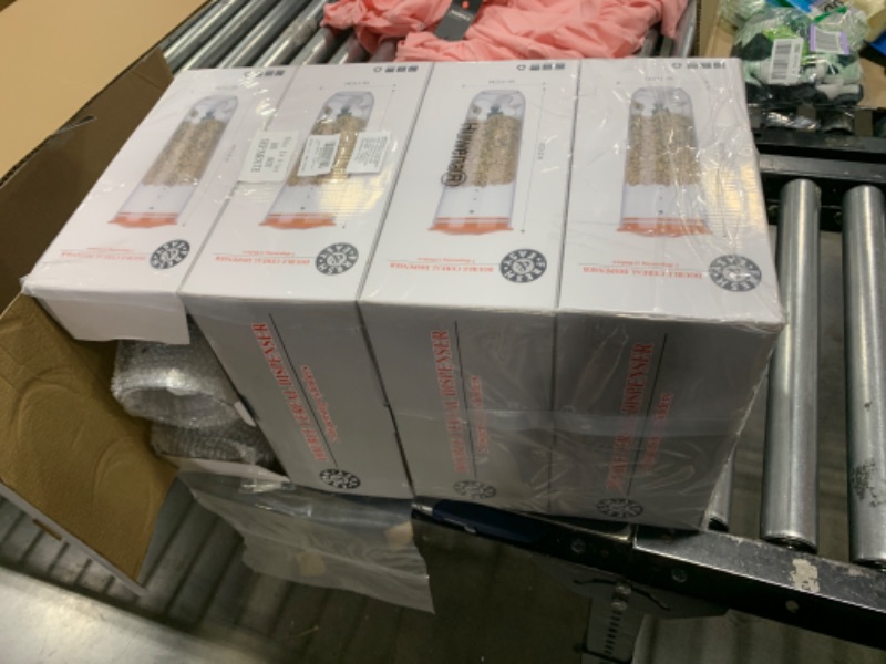 Photo 1 of Huwena 4 Sets Cereal Containers Storage,3L Each Set Wall Mounted Cereal Dispenser Dry Food Dispenser Grain Storage Dispenser for Candy Oatmeal Coffee Bean Nuts Food Container (Silver)