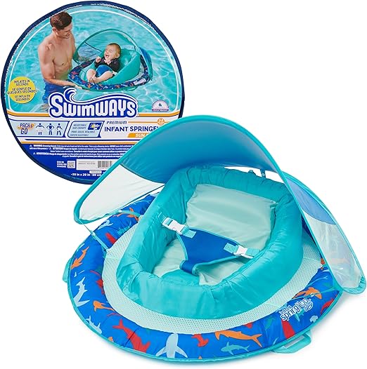 Photo 1 of Swimways Infant Spring Float, Baby Pool Float with Canopy & UPF Protection, Swimming Pool Accessories for Kids 3-9 Months, Shark