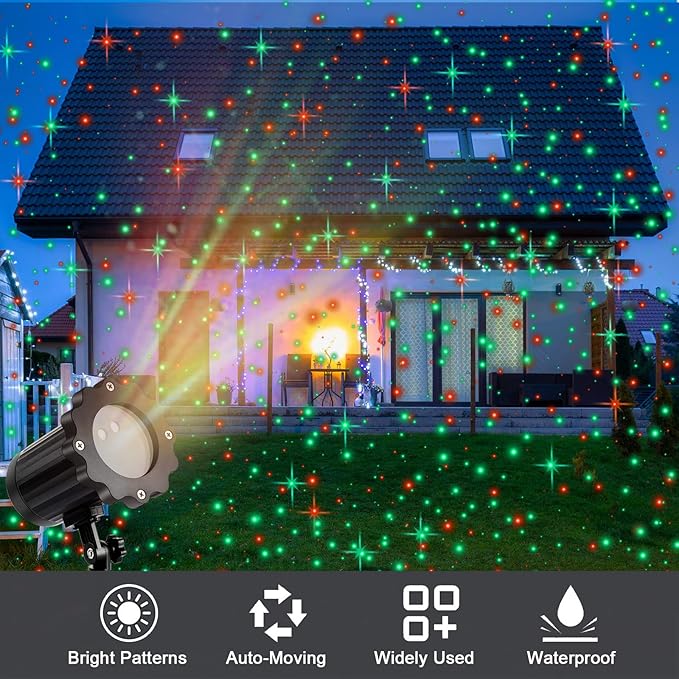 Photo 1 of  Christmas Projector Lights Outdoor Decorations, Christmas Star Light Waterproof Holiday Projector LED Spotlights with Remote for Xmas Decor (Cute Star)