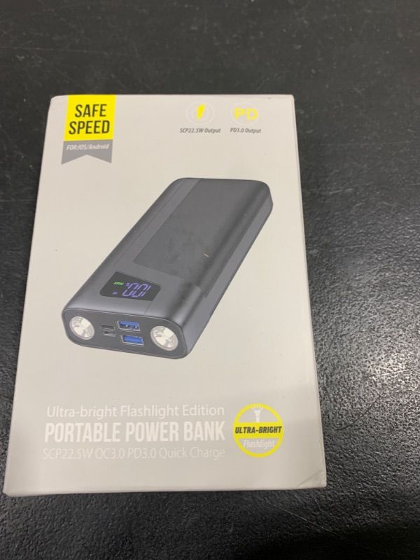 Photo 1 of Portable Charger 20000mAh Power Bank, 22.5W USB C Fast Charging External Battery Pack with 3 Outputs LED Display Flashlights Phone Charger for iPhone 16 15 14, Samsung S24, Google iPad Tablet