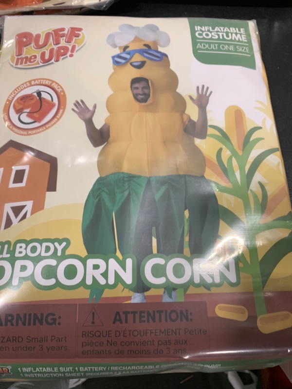 Photo 1 of Spooktacular Creations Adults Halloween Inflatable Costumes, PopCorn Hair Corn Blow Up Costumes for Men, Funny Full Body Inflatable Suit for Halloween Cosplay Party.