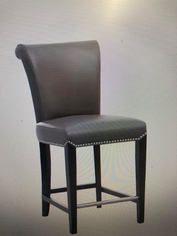 Photo 1 of Janene 39 in. Gray High Back Hardwood Frame, Bonded Leather Counter Height Stool
