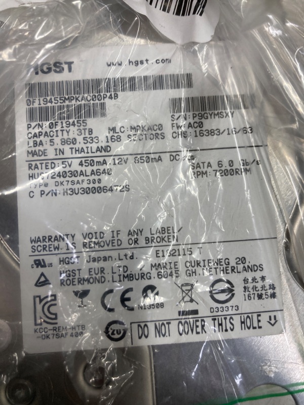 Photo 2 of HGST Ultrastar 7K4000 HUS724030ALA640 (0F14689) 3TB 7200 RPM 64MB Cache SATA 6.0Gb/s 3.5" Internal Hard Drive (Enterprise Grade) - OEM w/5 Year Warranty (Renewed)