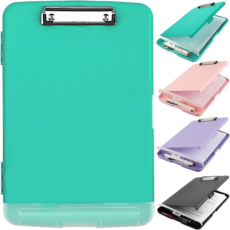 Photo 1 of 
Clipboard with Storage, A4 Binder Nursing Clipboards with Pen Holder, Heavy Duty Storage Clipboard with Low Profile Clip, Clipboard Folder Side-Opening, Smooth Writing Clip Board (Mint Green)