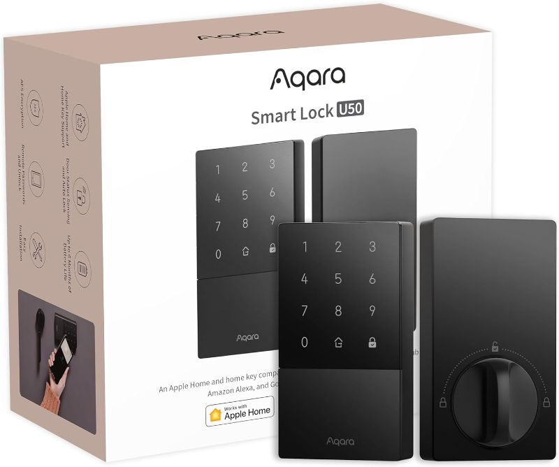 Photo 1 of Aqara Smart Lock U50, Keyless Entry Door Lock with Apple Home Key, Bluetooth Deadbolt Lock, App Remote Control, Supports Apple HomeKit, Matter, Google Home, Alexa, IFTTT, Black