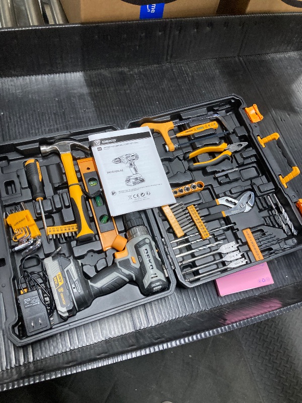 Photo 3 of Cordless Drill Tool Kit Set: 20V Power Drill Tool Box with Battery Electric Drill Driver for Men Home Hand Repair Basic Toolbox Tools Sets Drills Case