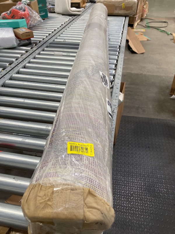 Photo 1 of Ottomanson Modern Abstract Shag Rug 5x7 Soft Pile Shag Area Rug for Bedroom, Living Room, Dining Room, Office, 5'3" x 7', Gray/Ivory