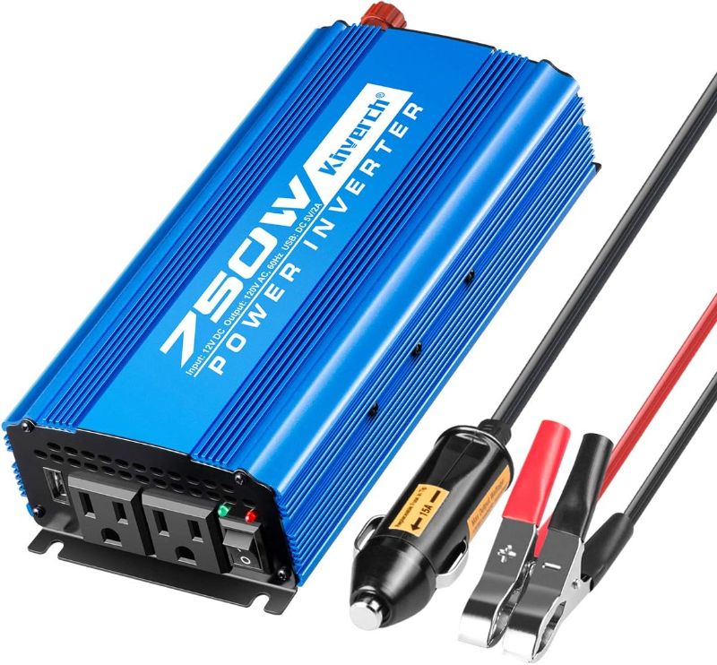 Photo 1 of 750 Watt Power Inverter,Kinverch Power Inverters DC 12V to 110V AC Converter with 2 AC Outlets and 2A USB Charging Port for Camping Car Power Inverter for Car Cigarette Lighter dc to ac Converter